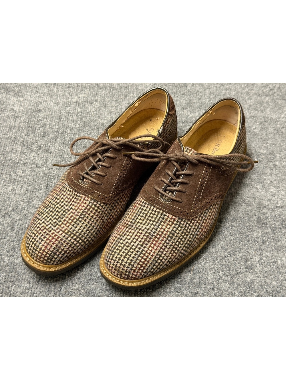 G.H. Bass Pasadena Houndstooth Wingtip Oxford Shoes Men’s 9M Brown